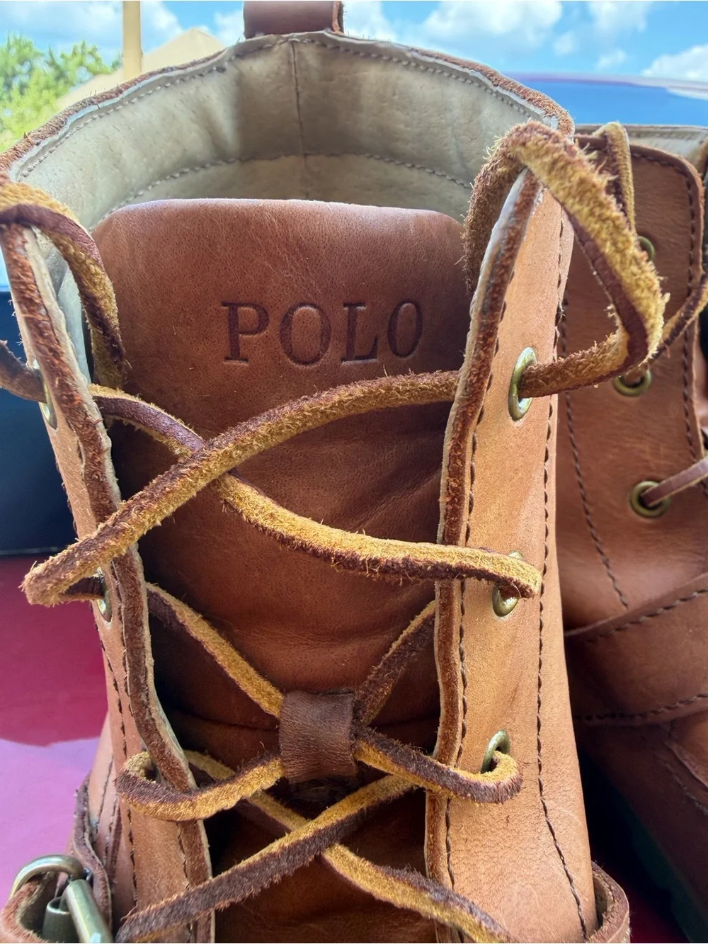 Polo Ralph Lauren Ranger Boots Brown Leather Men US 12D With Box